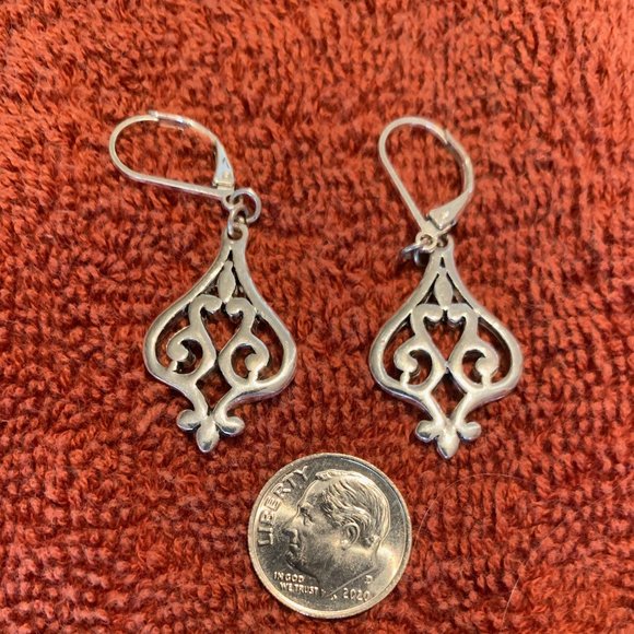 Ornate Silver Dangle Earrings - Picture 1 of 1